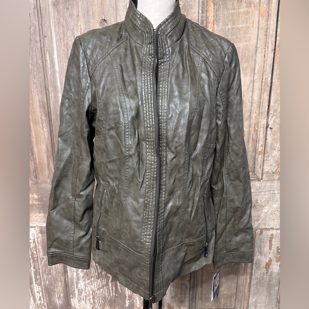 Gallery Olive Leather Jacket for Women